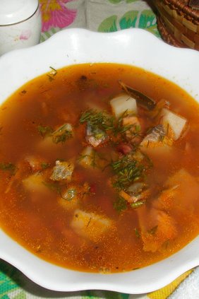 Суп из консервированной сайры с фасолью