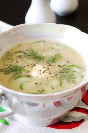 Картофельный суп-пюре со свежими огурцами