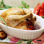Курица, запеченная со сливами и грецкими орехами